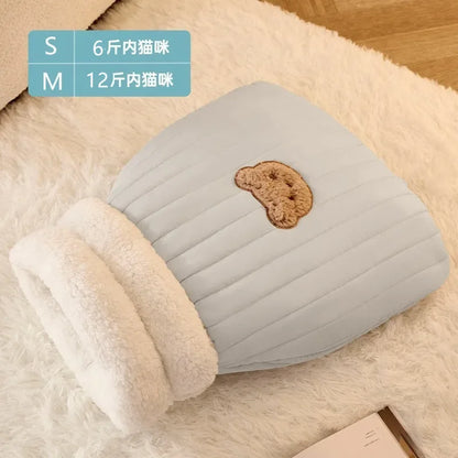 Pet Sleeping Bag Sleeping Bag Comfortable Supple Kitty and Puppy House Winter Warm Soft Plush Semi Enclosed Windproof Cat Nest