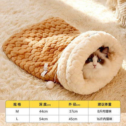 Pet Sleeping Bag Sleeping Bag Comfortable Supple Kitty and Puppy House Winter Warm Soft Plush Semi Enclosed Windproof Cat Nest